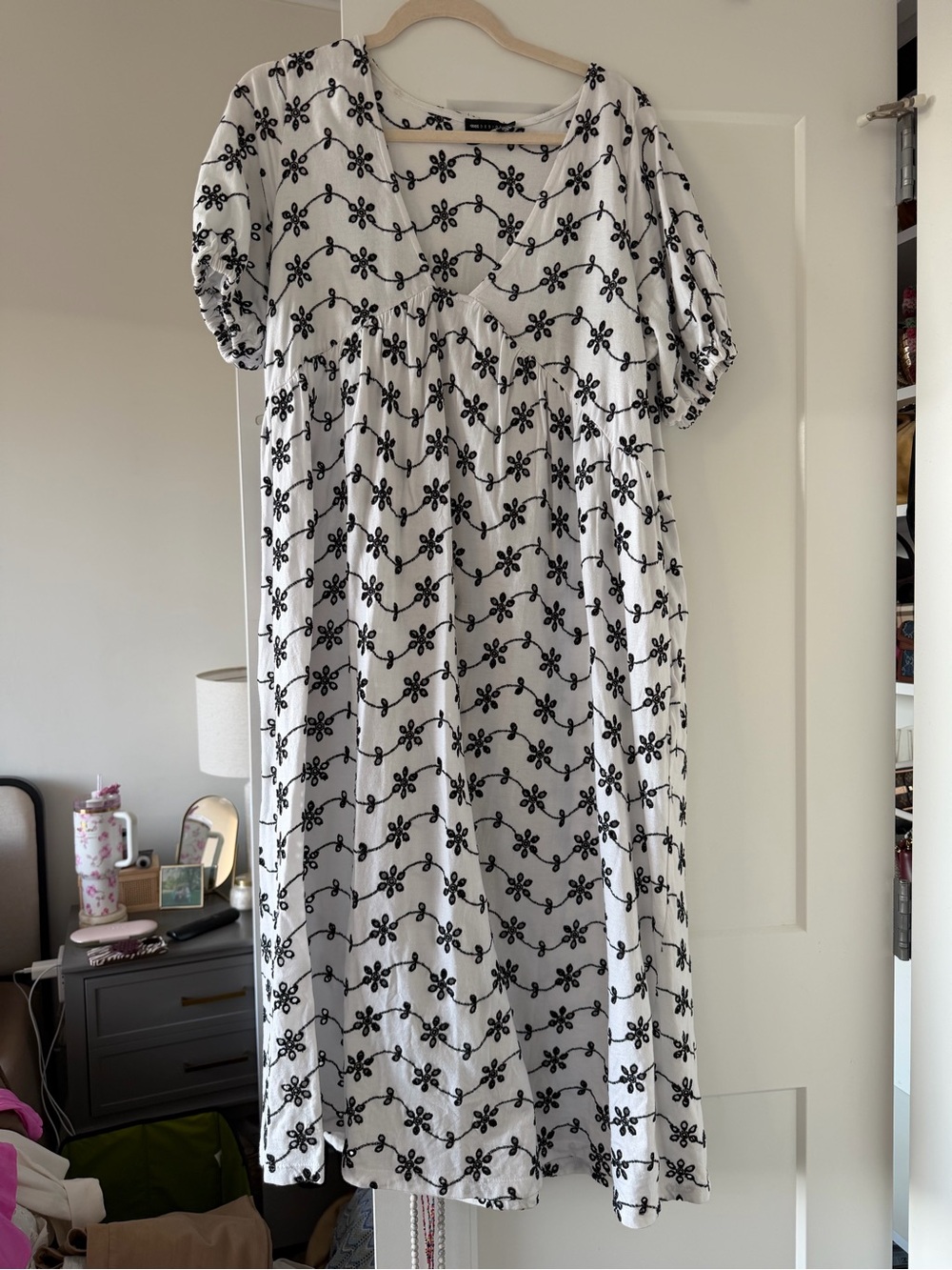 ASOS White Maxi Dress with Black Floral Motif